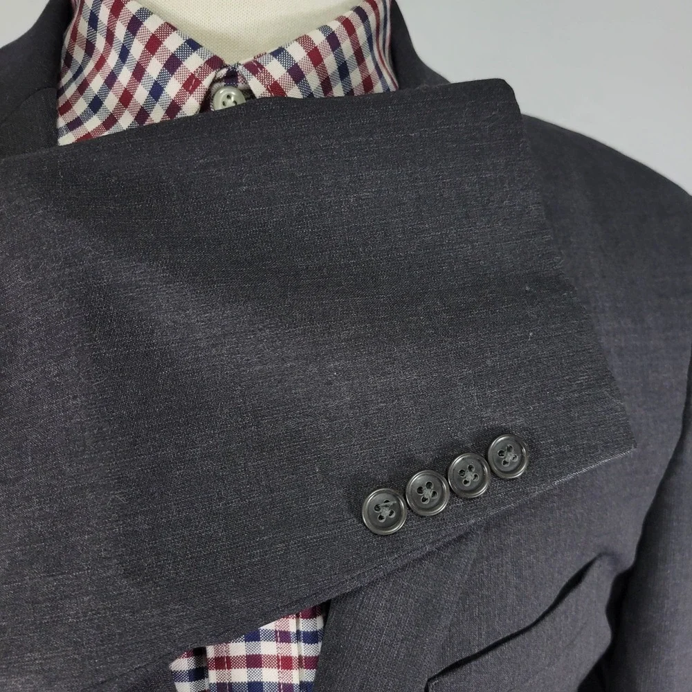 Pronto Uomo Men's Sport‎ Coat Blazer Two Button Charcoal Gray Wool Polyester 42L
